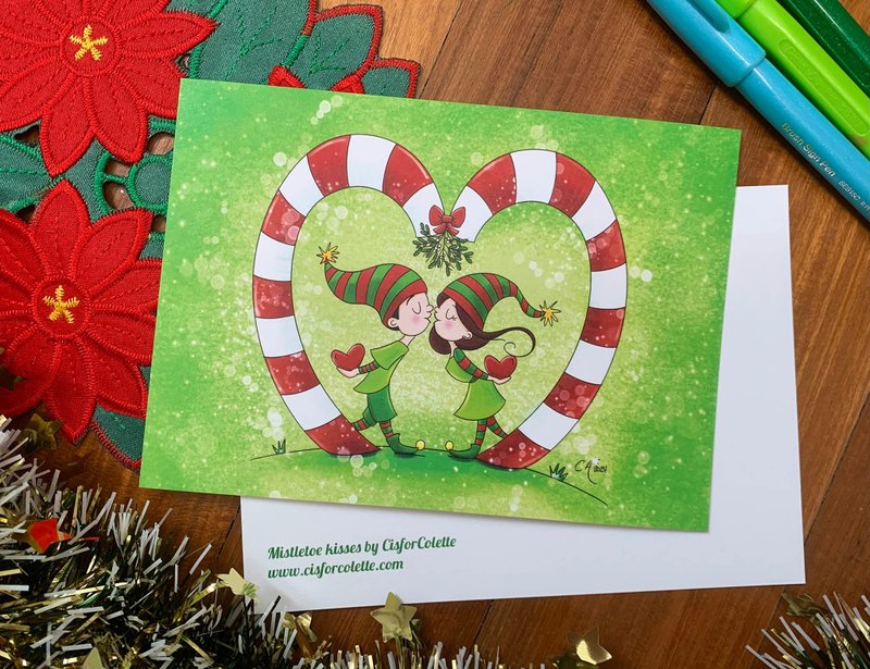 Mistletoe kisses postcard - Cards & Postcards - Paper Green