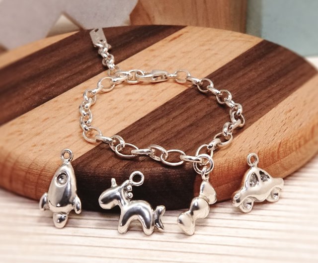 Dream Chasing Little Rocket Children's Lettering Bracelet Baby Full Moon  Bracelet 925 Sterling Silver Full Moon Silver Jewelry - สตูดิโอ ART64  เครื่องประดับ - Pinkoi