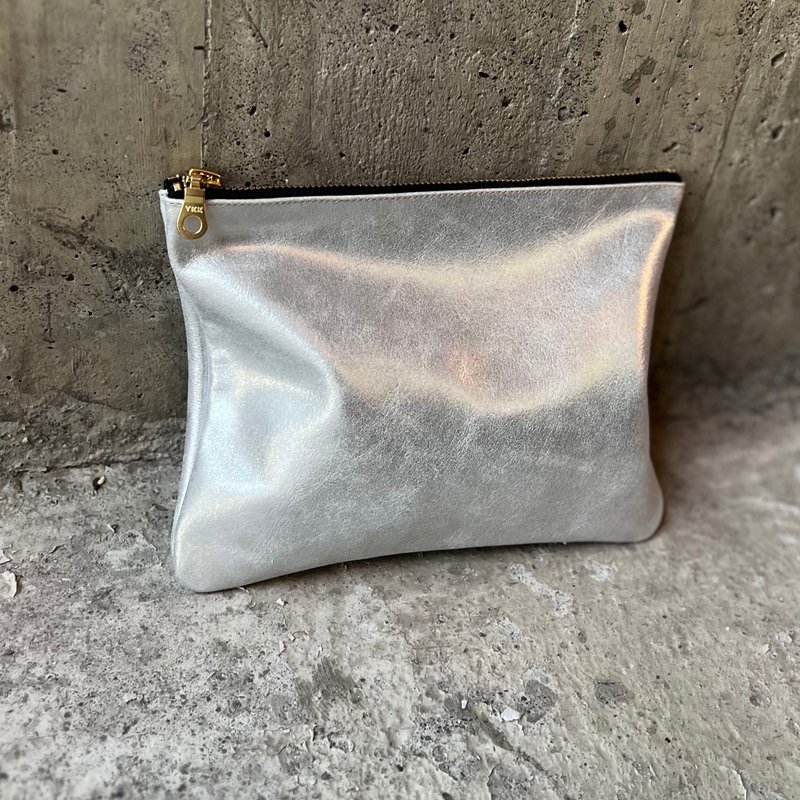 Thin leather Baina information bag Silver[LBT Pro] - Toiletry Bags & Pouches - Genuine Leather Silver