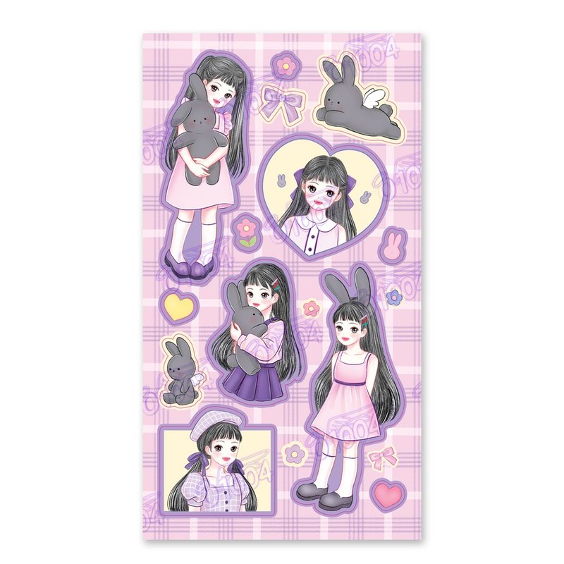 black rabbit cut sticker - 貼紙 - 紙 