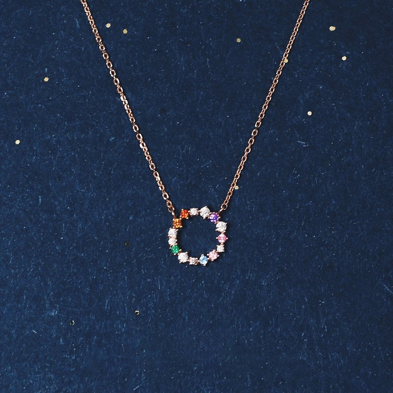 L'amour Rainbow Circle Necklace - สร้อยคอ - เงินแท้ 