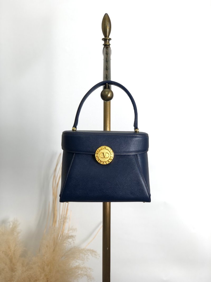 【 日本直送　名牌中古包 】VALENTINO GARAVANI ヴァレンティノガラヴァーニ ハンドバッグ ブルー メダル レザー トップハンドル d5kjkj - 手提包/手提袋 - 真皮 藍色