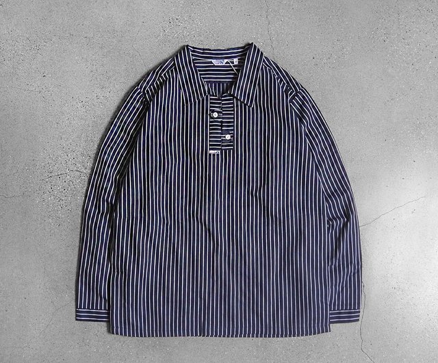 Fuji bird 90s vintage long version German fisherman shirt fisherman shirt  striped shirt - Shop fujibird-vintage Men's Shirts - Pinkoi