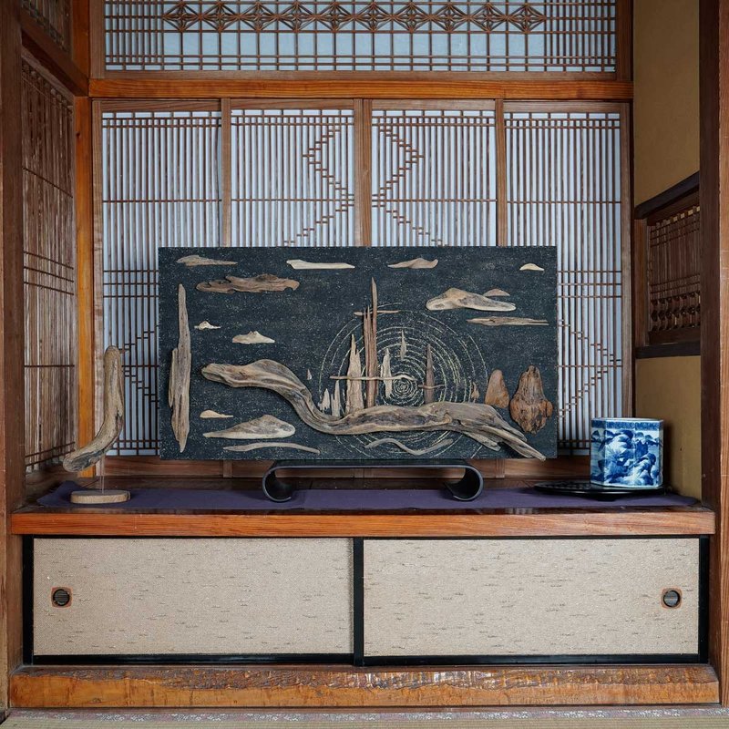 流木アートで 大自然の風景をあなたのお部屋に　流木で描く山水画  流木アート 壁装飾  ２１ - ウォールデコ・壁紙 - 木製 ブラウン