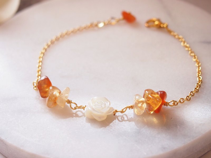 Anniewhere | Warm | Agate White Rose Bracelet/Anklet - Bracelets - Gemstone Orange