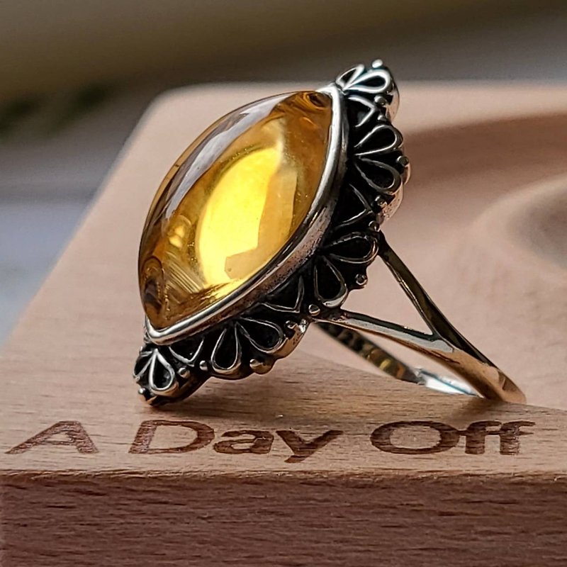 Merchant's Stone/Fortune~s925 sterling silver full body Brazilian citrine ring (live) - General Rings - Crystal 