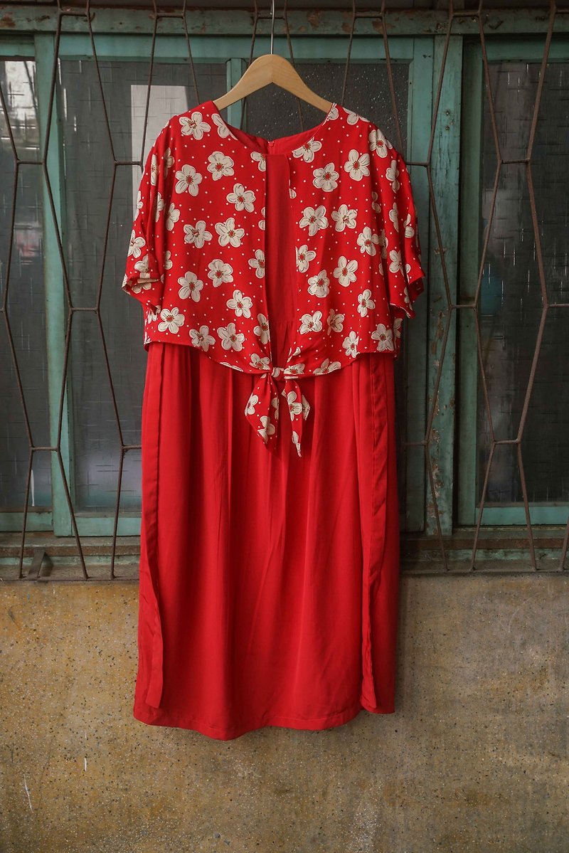 Innocence Department Store Vintage Vintage Dress Graffiti Little Flower Dress - One Piece Dresses - Other Materials Red