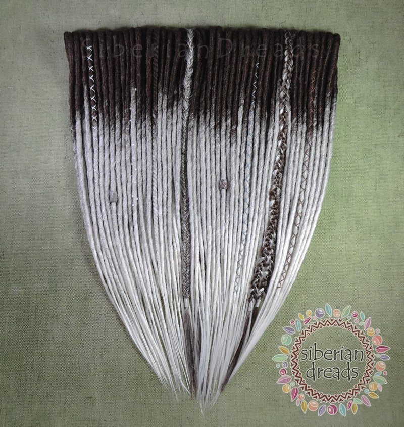 Crochet dreadlocks / Brown Grey White Smooth Dreadlocks / Boho Style - 髮夾/髮圈 - 其他材質 銀色