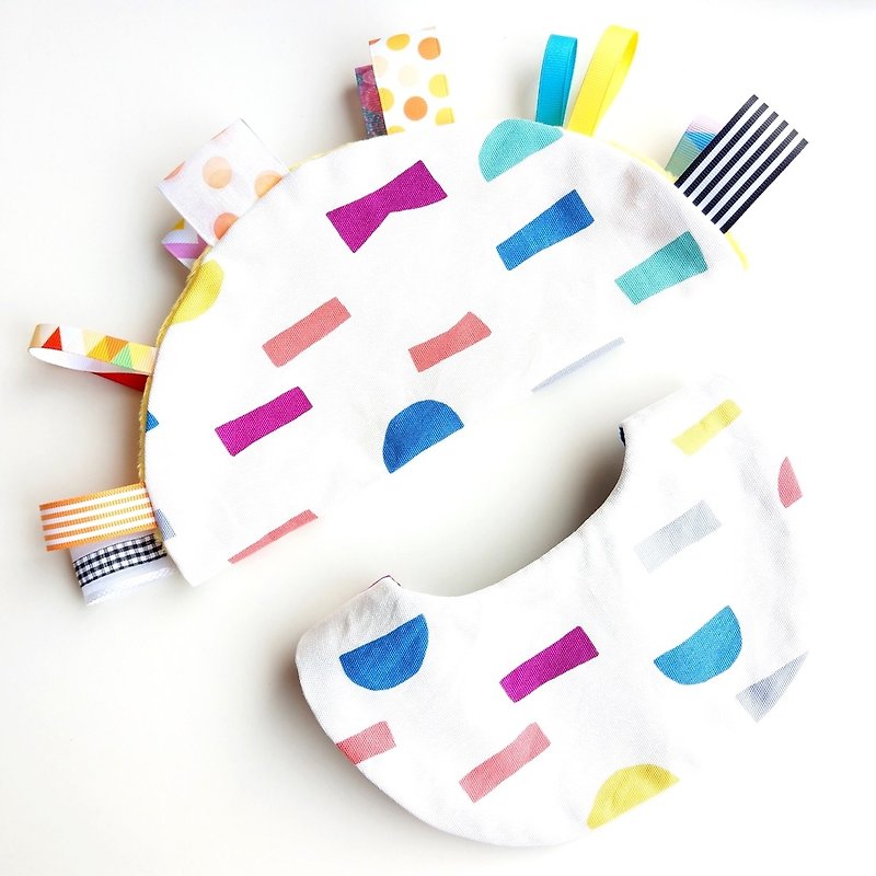 Moon Gift Box (Suspender Towel/Bib Two-piece Set) - Color Geometry - ของขวัญวันครบรอบ - ผ้าฝ้าย/ผ้าลินิน 