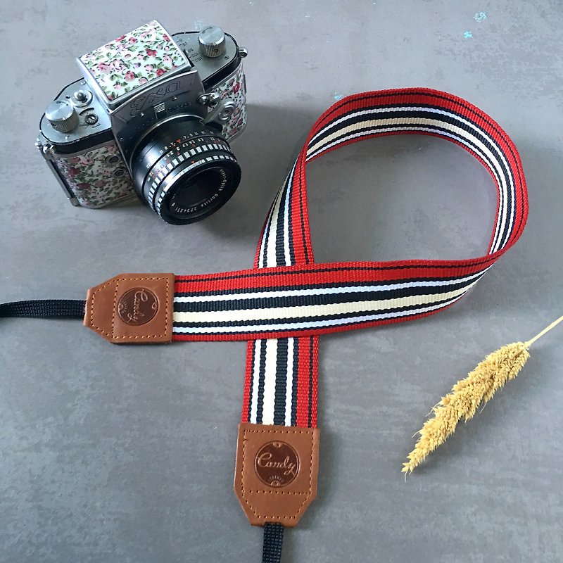 Red Mix  Mirrorless or DSLR Camera Strap - 相機/拍立得 - 棉．麻 紅色