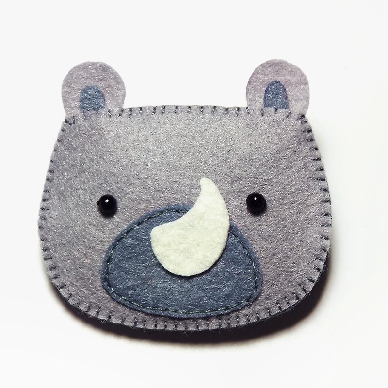 Cute Animal Hair Clips - rhinoceros   Jule Handmade - Hair Accessories - Other Man-Made Fibers Gray