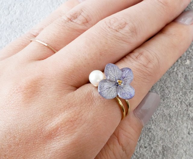 紫陽花リング/10号フリーサイズの指輪-1 - ショップ schaf 紫陽花リング/10号フリーサイズの指輪-1 - ショップ schaf