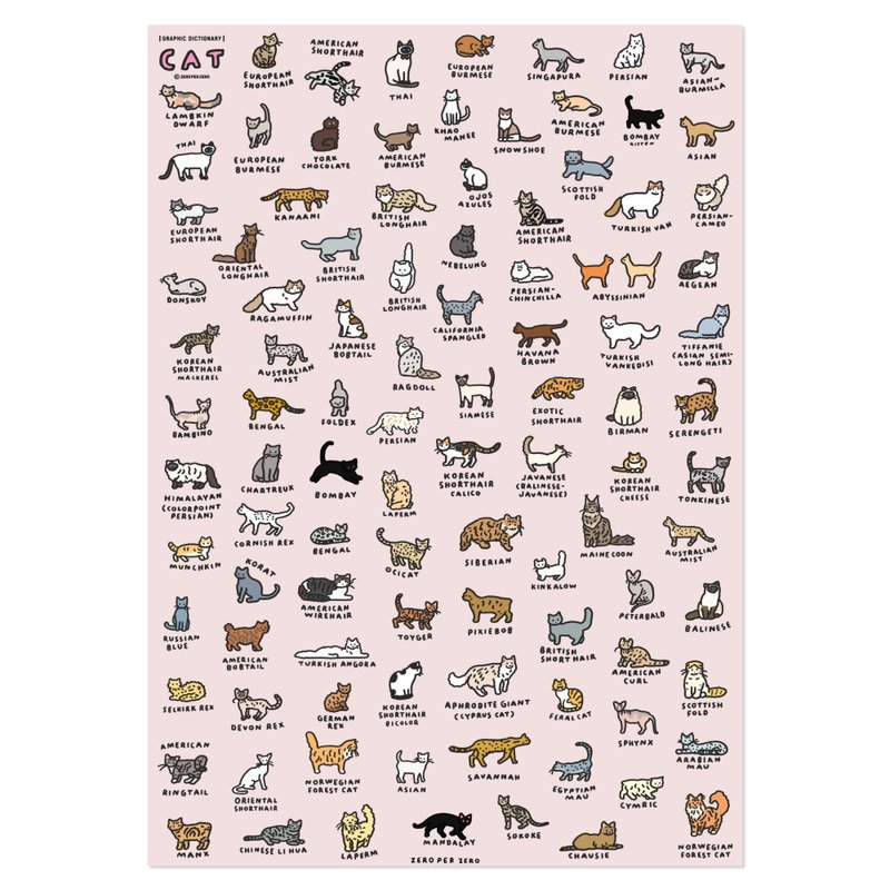 Poster cat illustration A3 & 60x90 - โปสเตอร์ - กระดาษ 