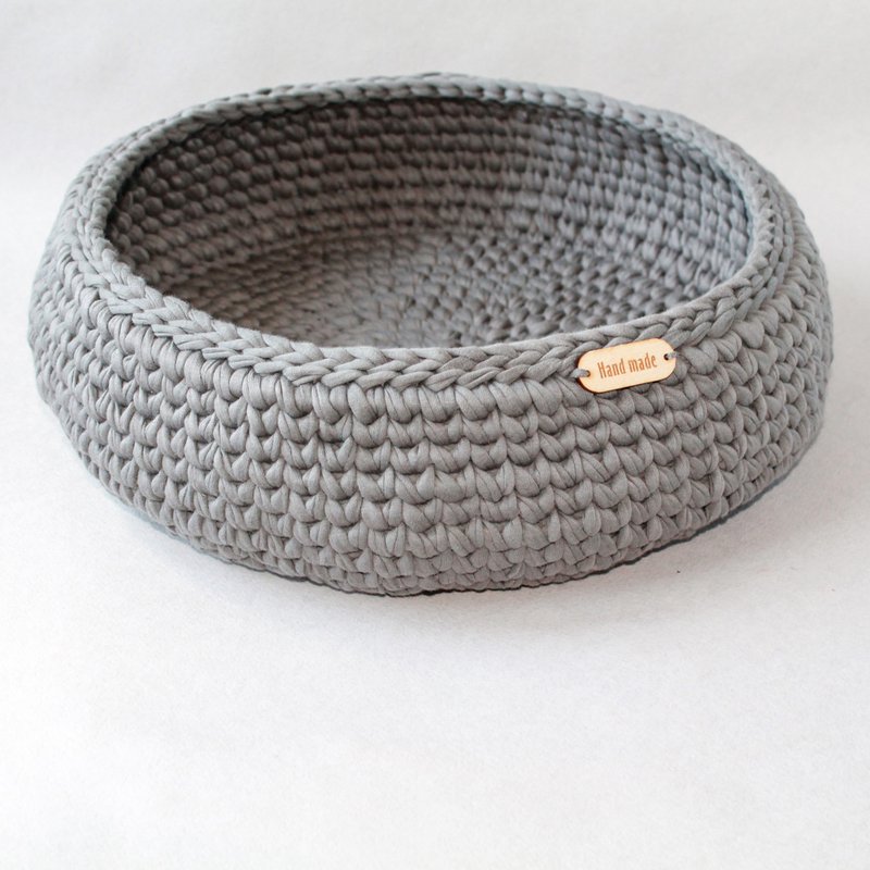 Stylish Cat House, Cozy Large Cat Bed, Lover Cat, Gray Cat Bed, Large Crochet - 貓/狗玩具 - 棉．麻 灰色