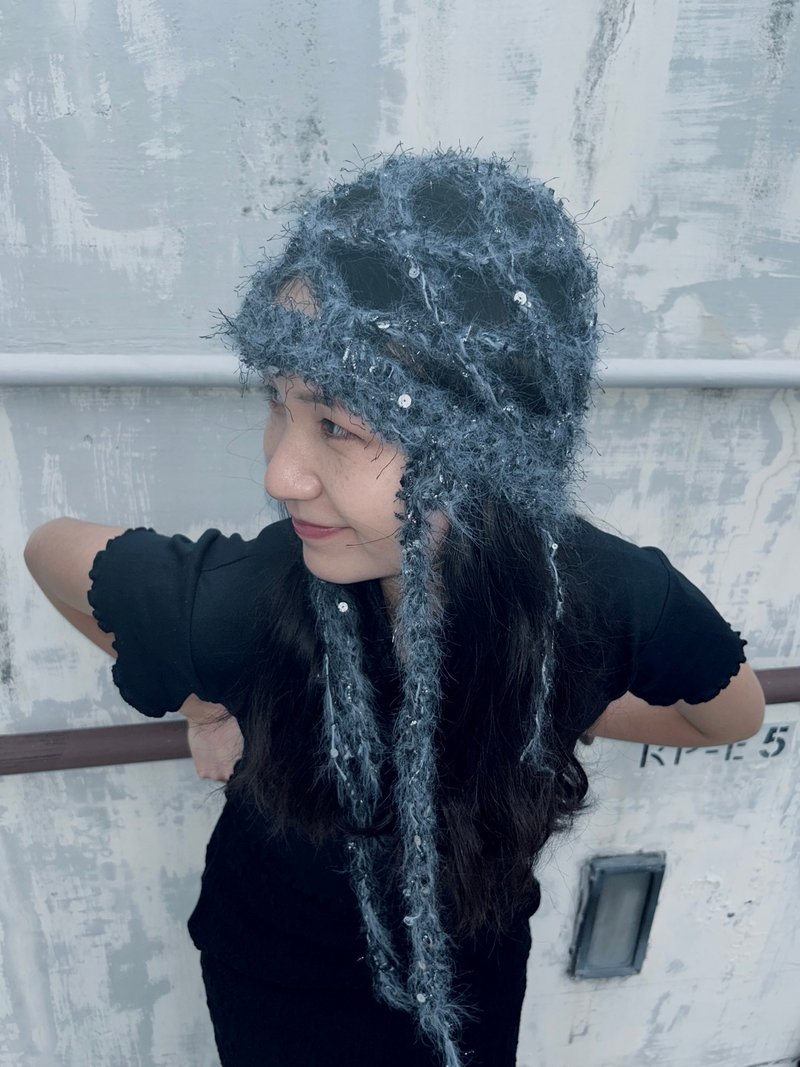 crocheted cold hat woven hat crocheted hat hat - หมวก - ผ้าฝ้าย/ผ้าลินิน ขาว