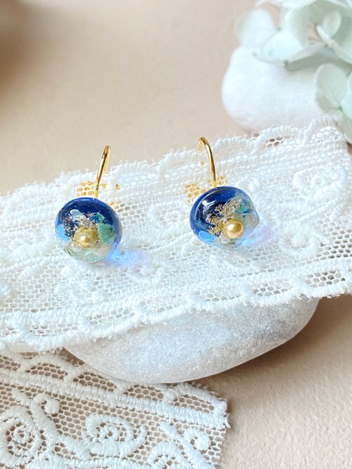 Kimiko手作飾品 金色海洋珍珠圓形造型#14k 蚊香盤 #夾式耳環#無耳洞
