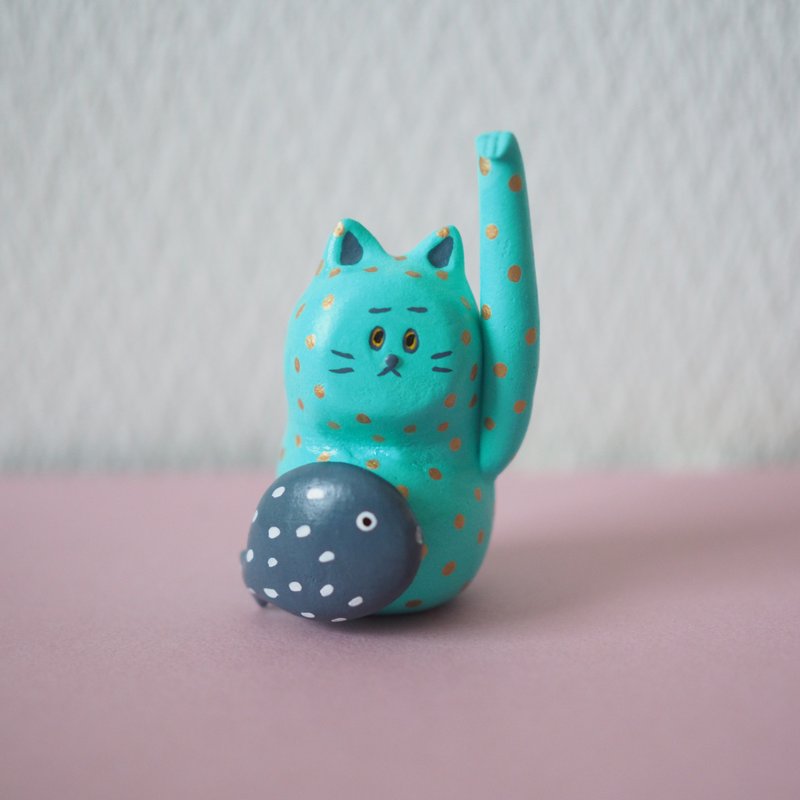 High happy cat - 公仔/玩偶 - 黏土 綠色