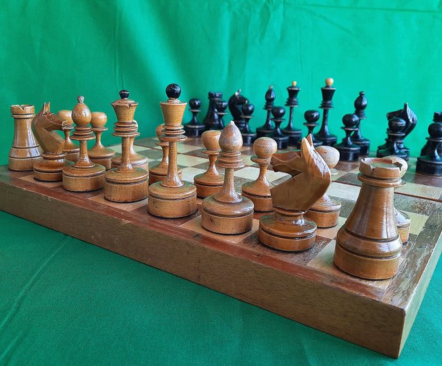 Chess. Soviet, high quality large wooden chess of the 1950s Wooden tournament chess, old USSR chess, USSR chess of the 50s, old wooden chess pieces.