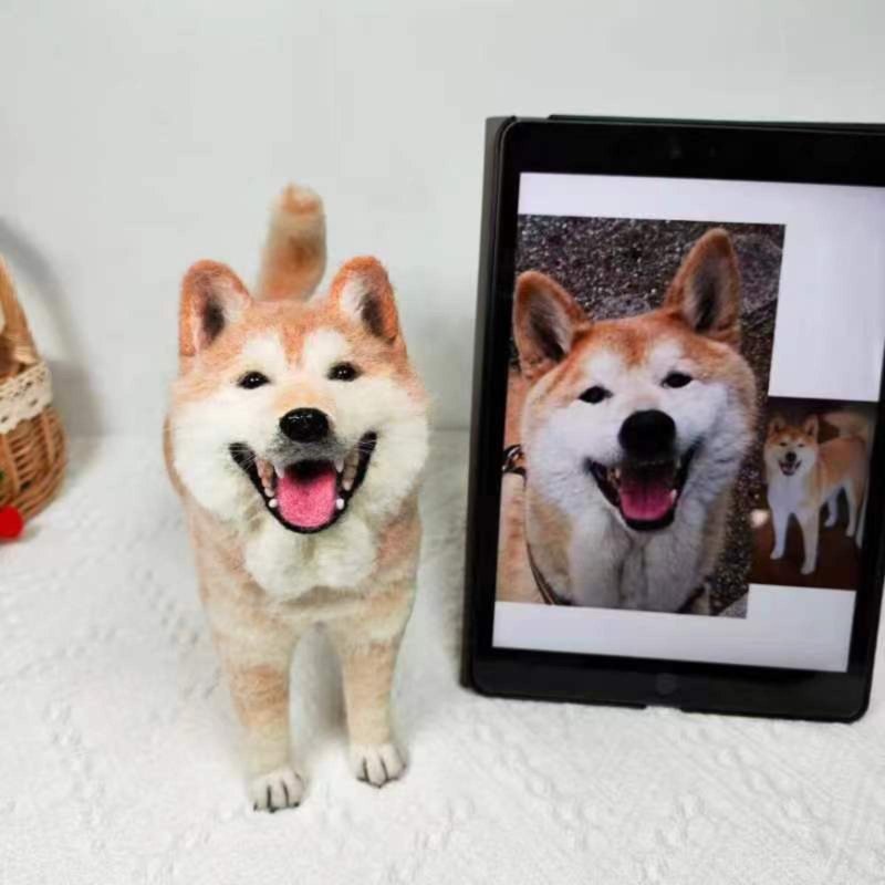 客製化逼真犬羊毛氈寵物娃娃定製複刻狗狗猫咪毛小孩公仔 - 貓/狗玩具 - 羊毛 多色
