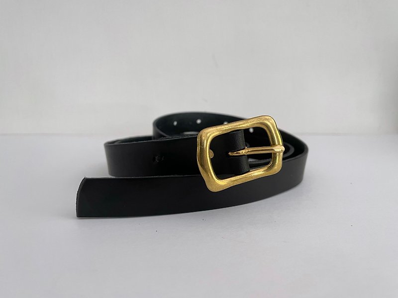 Vegetable Tanned Leather Belt - เข็มขัด - หนังแท้ สีดำ
