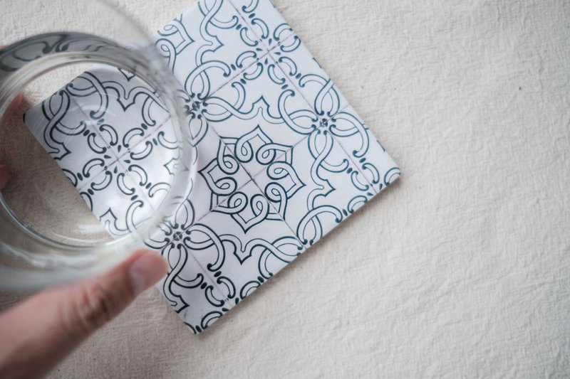 葡萄牙花磚杯墊 l E-3 l 於里斯本拍攝花磚圖案後復刻設計 - 杯墊 - 陶 