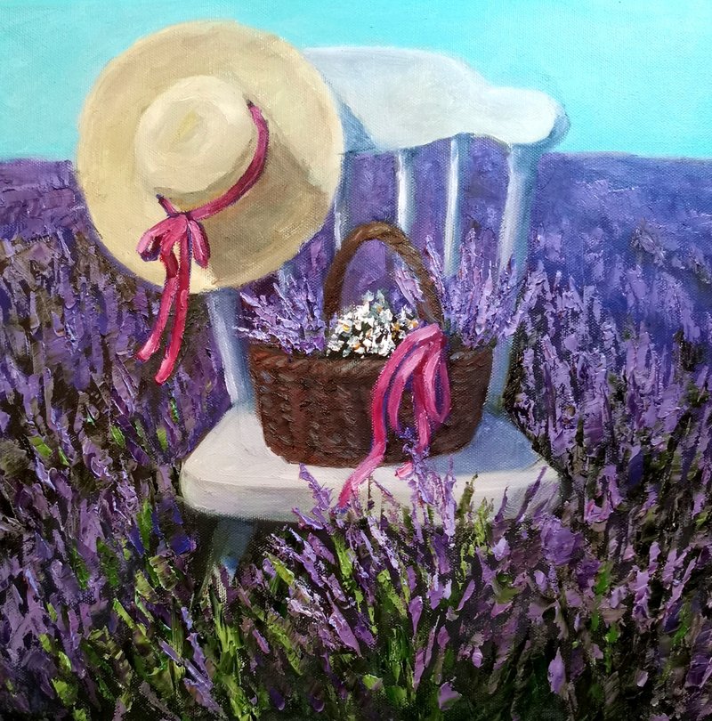 薰衣草画  Lavendder Oil Painting Original Art France Provence 普罗旺斯绘画 - 海報/掛畫/掛布 - 其他材質 紫色