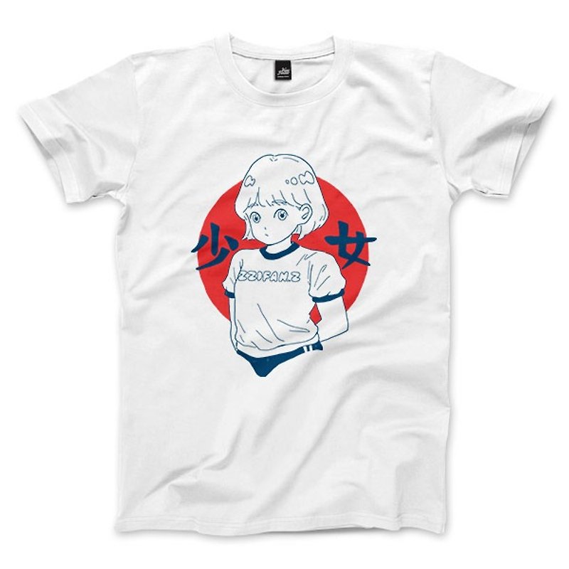 Girls-White-Unisex T-Shirt - เสื้อยืดผู้ชาย - ผ้าฝ้าย/ผ้าลินิน ขาว