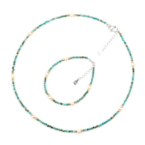 正佳珠寶 Gemsrich Jewelry 【正佳珠寶】天然淡水珍珠 極細綠松石 珍珠項鍊 珍珠手鍊