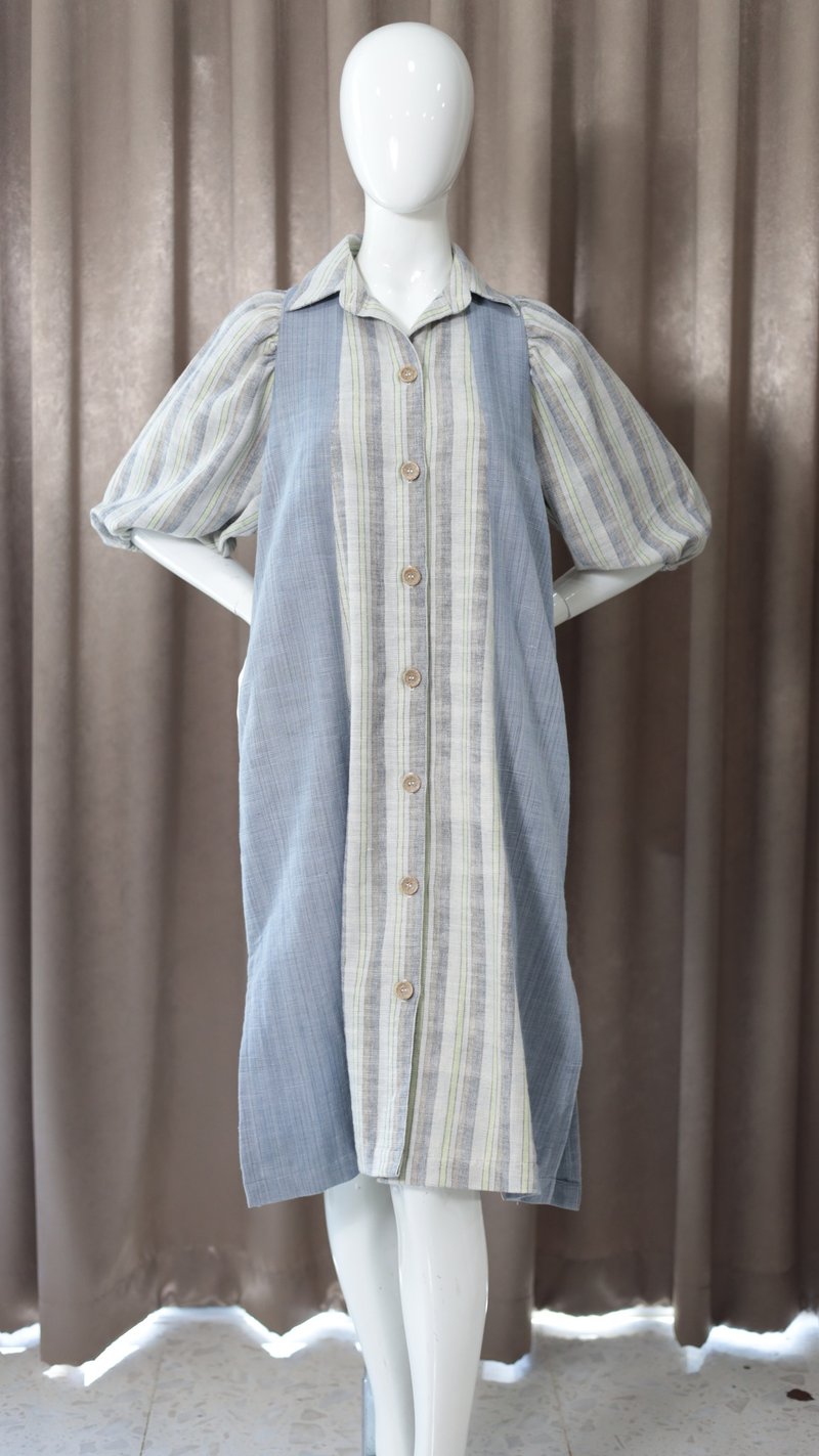 Loom & Leaf - Artisanal Balloon Sleeve Dress - 洋裝/連身裙 - 棉．麻 多色
