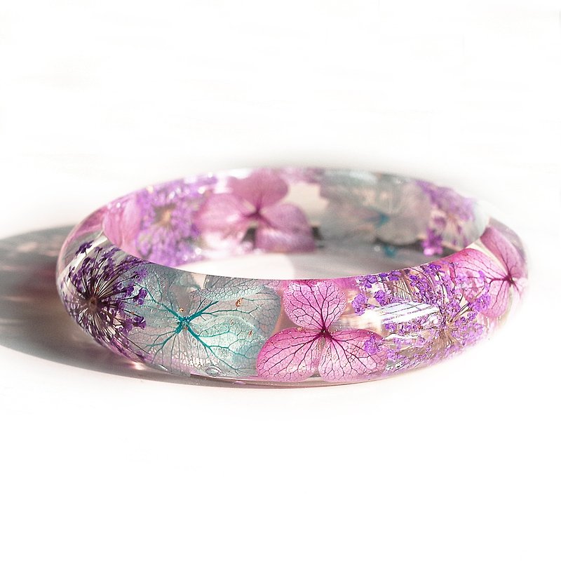 FlowerSays / Hydrangea QueenAnne'sLace Real Flower Bracelet / Purple Collection  - สร้อยข้อมือ - พืช/ดอกไม้ สีม่วง