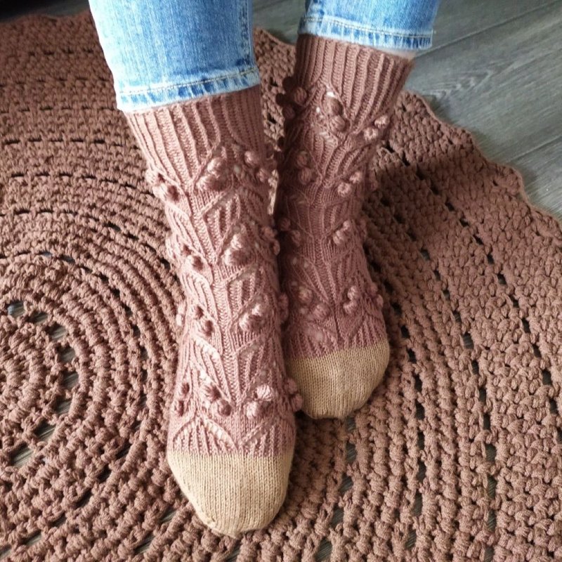 Handmade knitted womens socks/ Warm knitted accessory - Socks - Wool Brown