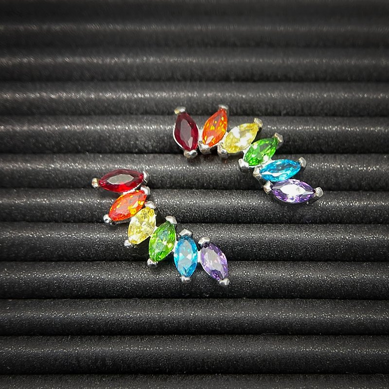 Pride Rainbow Zircon LGBTQ+ - Ear Climber - Earrings & Clip-ons - Other Metals 