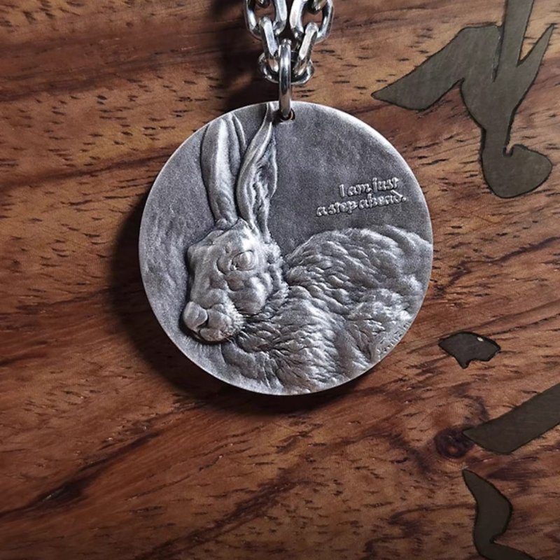 十二生肖 純銀項鍊 紀念幣 吊墜 雕刻 開運 個性 禮物 兔 掛件 - 項鍊 - 純銀 