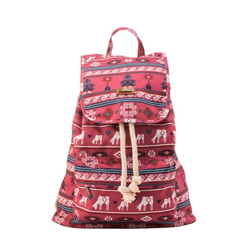【Mother's Day Gifts】SOLUNA Folk Style Series│Drawstring Backpack│Pink Trojan - Drawstring Bags - Polyester 