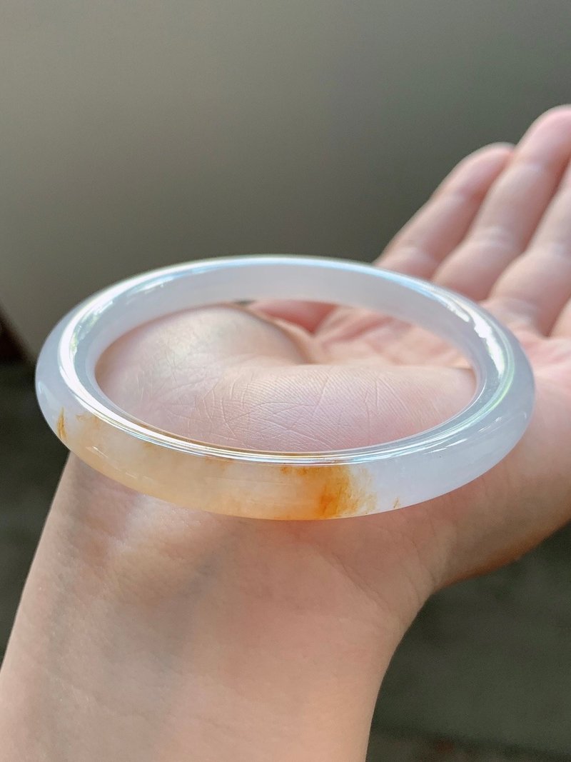 冰種 天然翡翠 緬甸 A玉 玉鐲 • 冰種楓葉紅翡翠紅鐲 - 手鍊/手環 - 玉石 橘色
