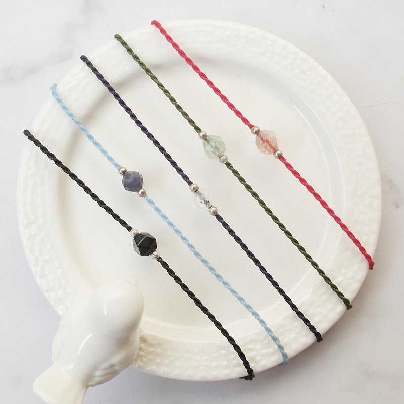 [Crystal Wax rope series] 5mm crystal 1 | Positive energy ultra-thin Wax rope bracelet | - Bracelets - Semi-Precious Stones Multicolor