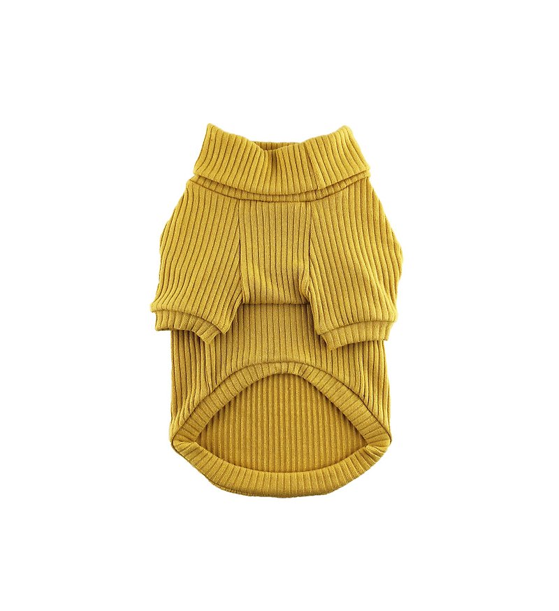 Mustard Ribbed Knit Turtleneck Top, Dog Top, Dog Clothing, Dog Apparel - ชุดสัตว์เลี้ยง - วัสดุอื่นๆ สีเหลือง