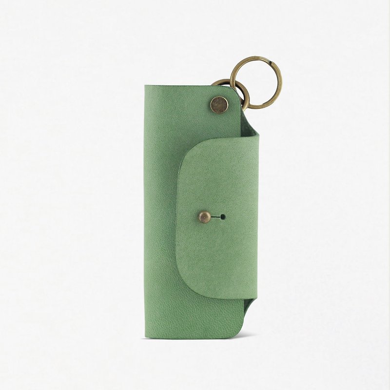 Leather Key Case/Key Ring -- Green Green - Keychains - Genuine Leather Green