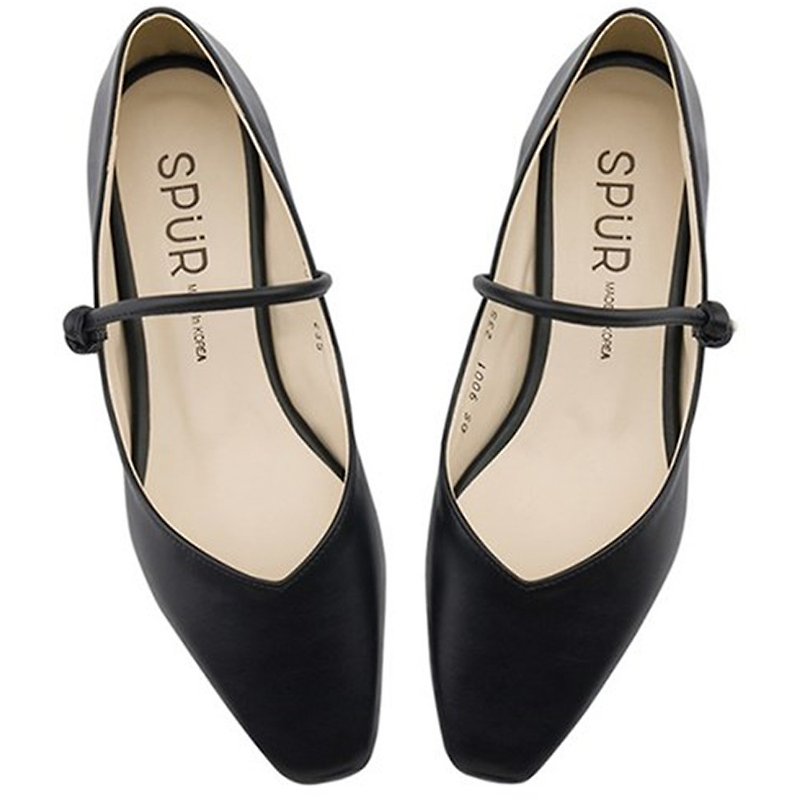Pre-order – SPUR String maryjanes Flats OS9001 BLACK - รองเท้าหนังผู้หญิง - หนังเทียม 