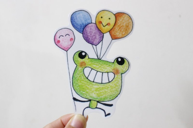 Waterproof sticker (large)_frog balloon - สติกเกอร์ - วัสดุกันนำ้ 