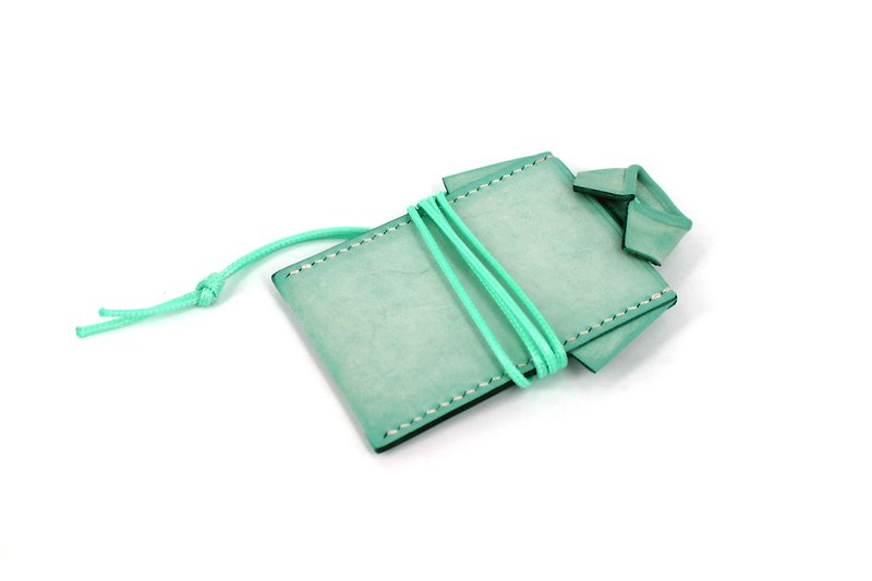 MOOS X WASOME ORIGAMI 植鞣牛革 全人手縫製 卡片套 (薄荷綠色) - 項鍊 - 真皮 綠色