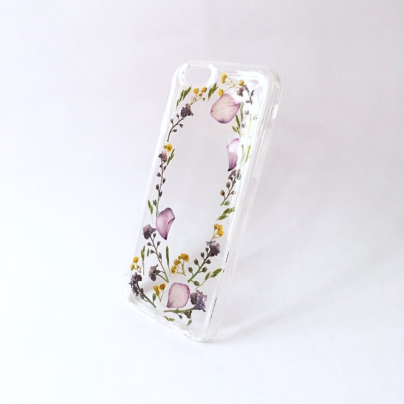 一步一花蔭 (姐妹版) 押花手做手機殼pressed flower phone case - 手機殼/手機套 - 植物．花 紫色