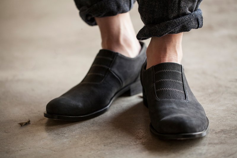 ZOODY / original / handmade shoes / Men / deep gentleman shoes / fog black purple wax - Men's Leather Shoes - Genuine Leather Black
