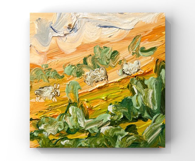 【楽ギフ_包装】 オリジナルアート】絵画作品 (ヒツジ)（羊の絵画、羊のポスター 絵画