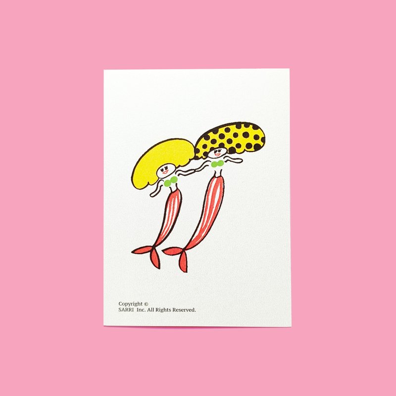 明信片 小海報 防水貼紙 機車貼紙 行李箱貼紙 姐妹 卡片 萬用卡 - 卡片/明信片 - 紙 粉紅色