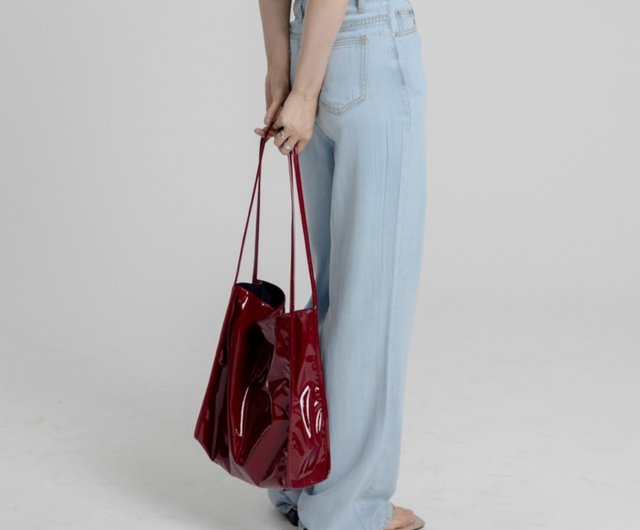 Shopping bag burgundy color for 2024 woman