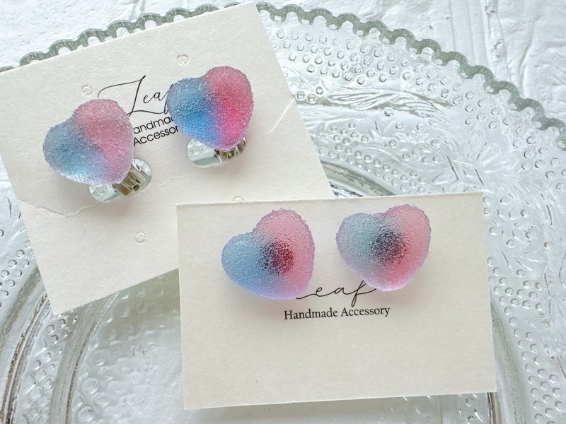 [New work] Love gummy earrings-pink blue - ต่างหู - เรซิน 