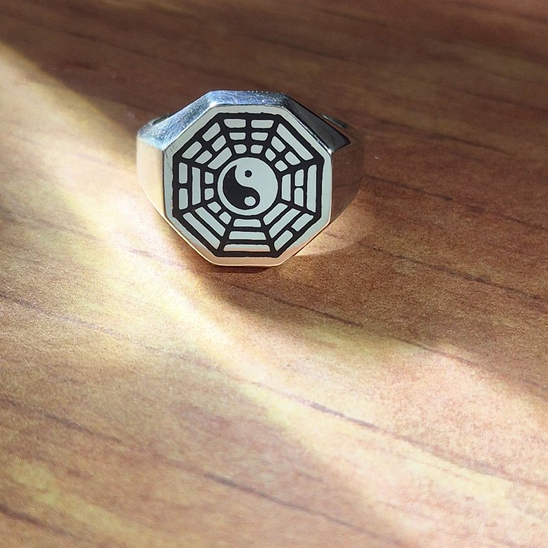 【比法一生】純銀戒指—太極八卦戒 925純銀手工飾品 - 戒指 - 銀 銀色