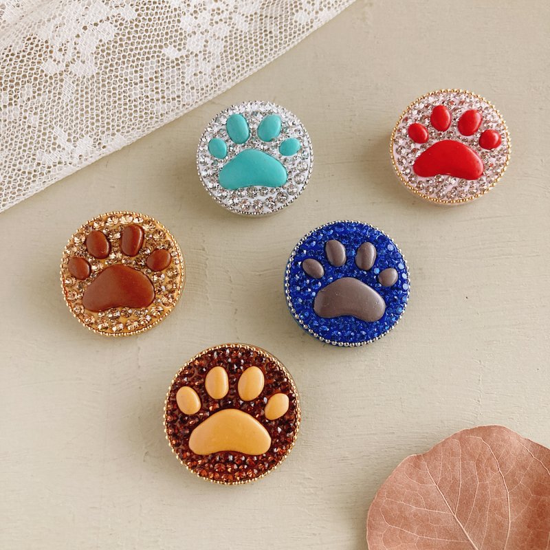 paw pads, paw print brooch - Brooches - Crystal Brown