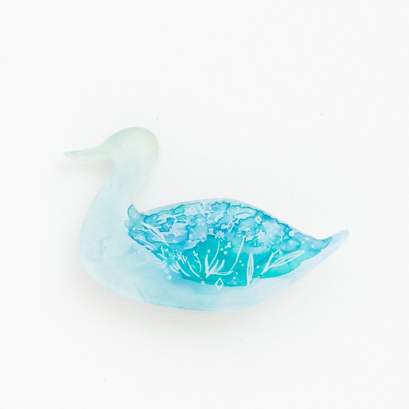 絵のブローチ【鳥】 - 胸針/心口針 - 壓克力 藍色